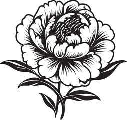 Timeless Peony Bloom Black Logo Design Peony Graceful Flourish Vector Icon