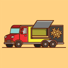Simple Waffle Wonders on Wheels cartoon vector illustration Collection of Truck Shop concept icon isolated
