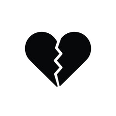 Broken Heart Icon Black and White