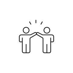 Partnership icon with stick figures highfiving for successful collaboration. Suitable for business presentations, teamwork concepts, and corporate designs.