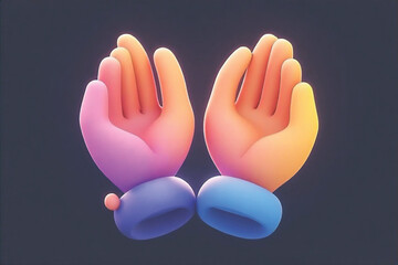 3d Human hands clapping and applause. Business success, teamwork, agreement and ovation concept. High quality isolated render