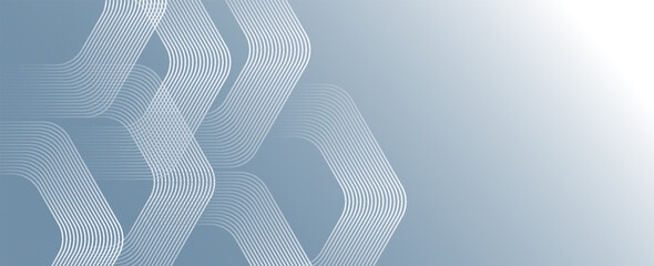 Abstract hexagon lines on gray background. Geometric stripe line art design for poster, brochure, cover, website, banner.