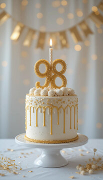 Celebration of 98 years with a beautifully crafted cake adorned in gold