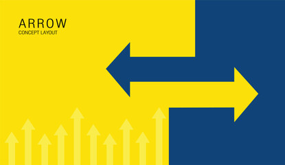 yellow and blue arrow background with left and right arrows using banner, poster, flyer, design, business concept