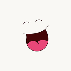 Funny vector laughing lips illustration, laughing face expression