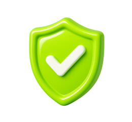 3d green shield with white checkmark