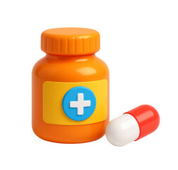 3d medicine bottle and capsule with cross symbol