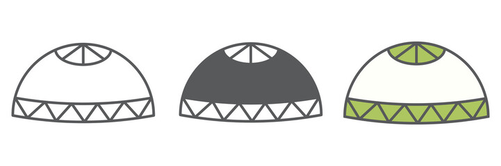 Muslim cap icon collection, happy ramadan and religion, prayer cap vector icon set, vector graphics, editable stroke outline sign, eps 10