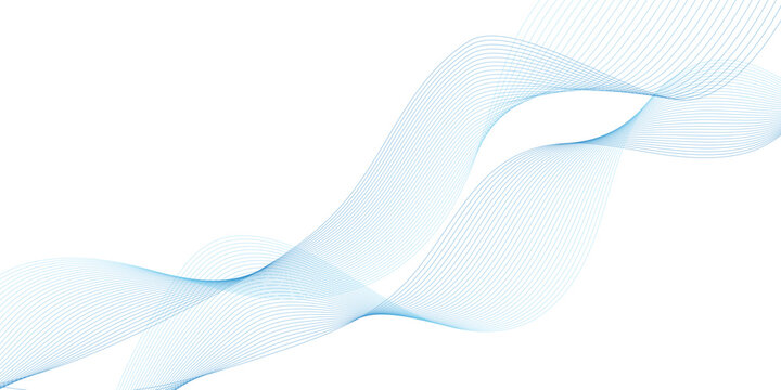 Abstract blue smooth wave on a white background. Dynamic sound wave. Design element. Vector illustration.