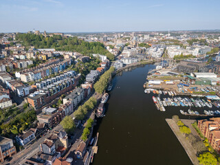 Aerial image of Bristol cityscape featuring traditional architecture of Terraced Houses. 