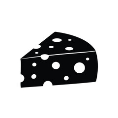 Black and White Cheese Icon – Minimalistic Dairy Graphic Illustration