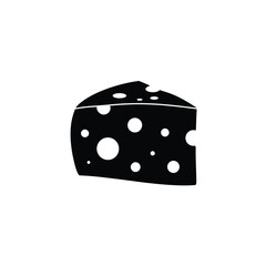 Black and White Cheese Icon – Minimalistic Dairy Graphic Illustration