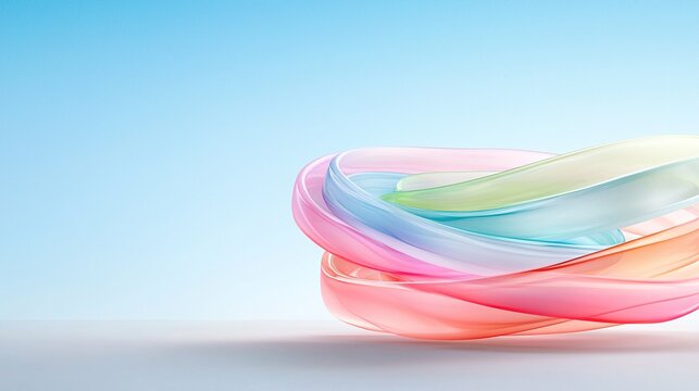 Abstract Rotating Pastel Shapes on Light Blue Background