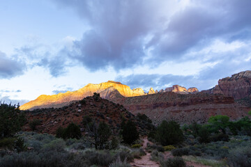 Views of Zion Canyon from the road in Zion Canyon National Park