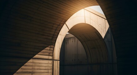 Sunlit Concrete Archway Interior © Dissanayaka