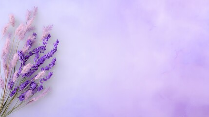 Fototapeta premium Lavender Purple Floral Background Delicate Dried Flowers Aesthetic