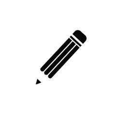 Black and White Pencil Icon - Minimalistic, Monochrome Drawing Tool Illustration