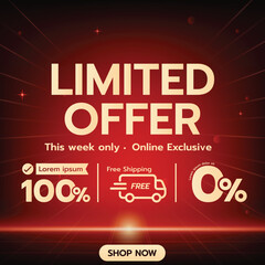 Limited Offer Red Grid Promotion Banner