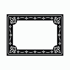 Ornate Black Certificate Frame Vector with Decorative Corner and Diamond Border