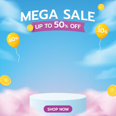 Modern 3D Sale Banner for Online Ads