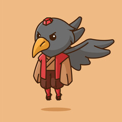 Simple Yatagarasu The Three Legged Crow of Myth and Mystery cartoon vector illustration Collection of Japan ghost concept icon isolated