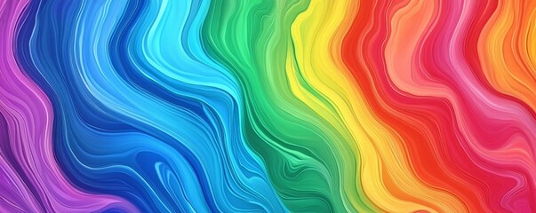Obraz premium Abstract marbled acrylic paint ink painted waves painting texture colorful background banner - Bold colors, rainbow color swirls wave (Generative Ai)