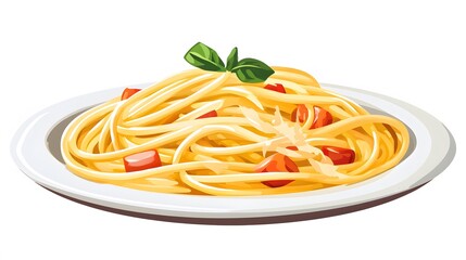 A plate of spaghetti carbonara, isolated, no text or logo
