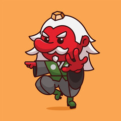 Simple Tengu The Winged Warrior Spirit cartoon vector illustration Collection of Japan ghost concept icon isolated