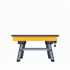 This image features a simple, yet stylish work table with a striking yellow tabletop and gray legs.