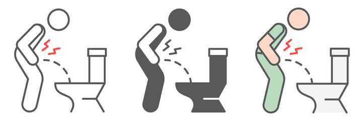 Urine pain icon collection, pee and illness, bladder ache vector icon set, vector graphics, editable stroke outline sign, eps 10