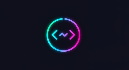 Neon Code Symbol on Dark Background