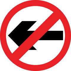 Road sign icon.Direction of movement. Warning different road sign.Permitted directions of movement at intersections, junctions and other sections of the road.Warning sign, attention road sign.