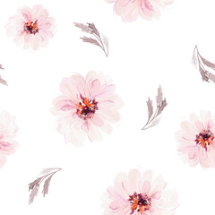 Delicate Pink Watercolor Floral Seamless Pattern with Soft Petals and Romantic Blossom Design