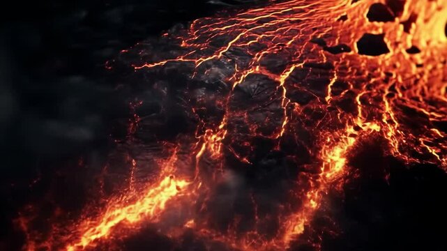 Abstract fiery lines against dark smoky background, hellscape.