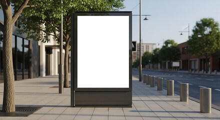 Blank Street Advertising Billboard Mockup Modern City Street Scene