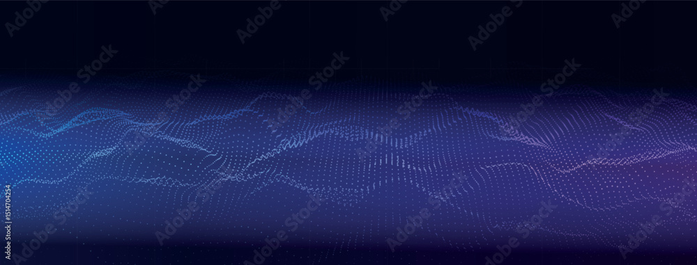 Poster digital dynamic wave of particles and lines. abstract blue futuristic background. big data visualiza