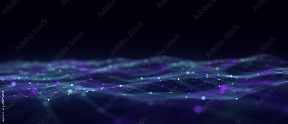Aufkleber dynamic blue wave of particles and lines. abstract futuristic background. big data visualization. 3d