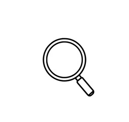 Magnifying Glass Icon: A simple line art illustration depicts a classic magnifying glass, showcasing its clean lines and minimalist design, perfect for website or app design.