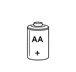AA Battery: A Simple Line Art Illustration of an AA Battery, showcasing its cylindrical shape and markings in a monochrome style.
