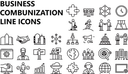 Business & Teamwork Line Icons | Corporate Collaboration, Meeting, Communication Vector Set