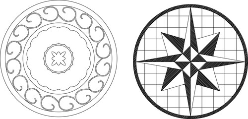 sketch vector illustration silhouette design ornament decoration pattern rosette mandala classic vintage abstract modern