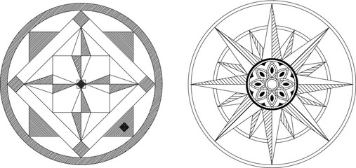 sketch vector illustration silhouette design ornament decoration pattern rosette mandala classic vintage 