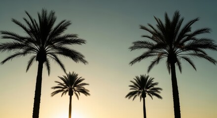 Silhouette of Palm Trees at Sunset A Stunning Tropical Scene