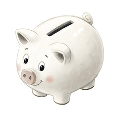 White piggy bank top view isolated on white background