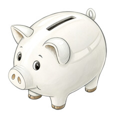 White piggy bank top view isolated on white background