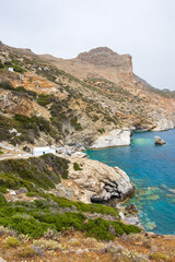 Rocky beach of Agia Anna on Amorgos island, Cyclades, Greece