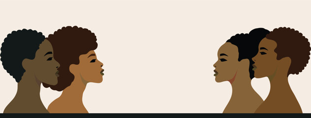 woman face head in profile ethnic group of black African and African American, Juneteenth