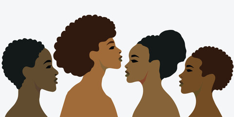 woman face head in profile ethnic group of black African and African American, Juneteenth