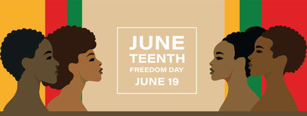 woman face head in profile ethnic group of black African and African American, Juneteenth