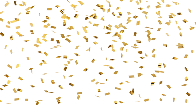 Golden confetti falling against a black background creating a celebratory atmosphere and visual texture